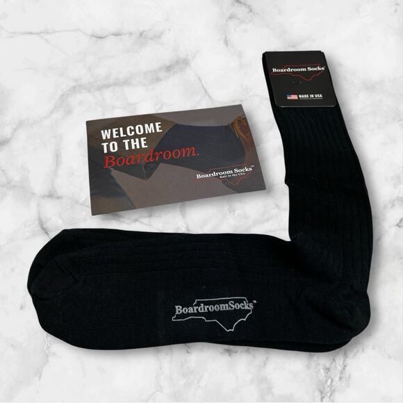 Boardroom Socks USA Black Mid Calf Merino Wool Blend Men’s Size 8-12 NWT - Picture 1 of 5
